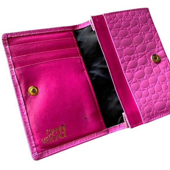 Gianni Versace Vintage Card Holder Pink Alligator Leather - Picture 8 of 9